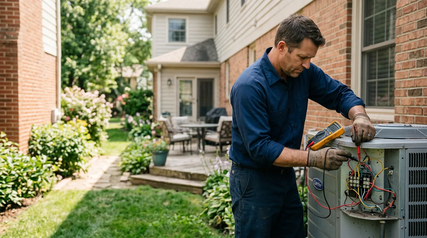 HVAC technician working near New Palestine, IN